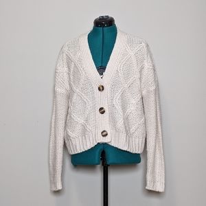 Alya Cream Button Up Cable Knit Cardigan